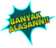 the words banyak alamsann are written in green and yellow letters on a white background