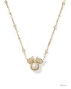 Disney | Kendra Scott Gold Minnie Mouse Short Pendant Necklace in White Pearl | Kendra Scott Short Pendant Necklace, Kendra Scott Necklace, Jewelry Accessories Ideas, Disney Jewelry, Initial Jewelry, Freshwater Cultured Pearls, Kendra Scott Jewelry, Girly Jewelry, Earring Sale