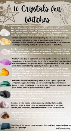 Crystals For Witches, Must Have Crystals, Witchcraft Altar, Witch Herbs