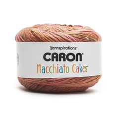 yarn ball in pink and orange colors with the words carbon machchinato cakes on it