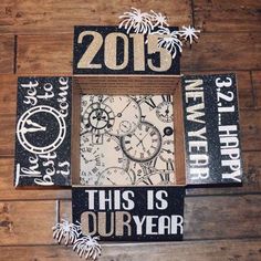 this is our year 2013 and new year 2013 on wood paneled wall with black and white artwork