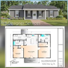 the floor plan for a small house with an attached garage and living room, as well as