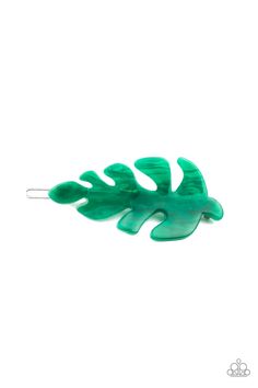 Brushed in a shiny finish, a green acrylic leaf delicately pulls back the hair for a seasonal inspired look. Features a clamp barrette closure.

Sold as one individual hair clip. 80s Accessories, Mobile Boutique, Pink Acrylics, Paparazzi Accessories, Black Acrylics, Silver Bars, Paparazzi Jewelry, Green Hair, Retro Look