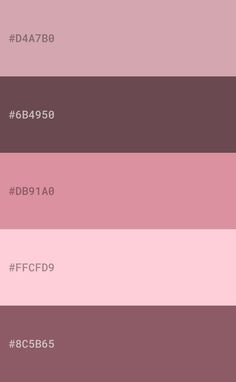 four shades of pink and brown with the same color scheme for each one in different colors