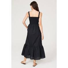 Black cotton (100% Cotton). Maxi. Square neck. Sleeveless. Pull on. 53" from shoulder to hemline. Imported. Hill House Home, Nap Dress, Home Black, Smock Top, Hill House, Rent The Runway, Cotton Maxi, Summer Maxi, House On A Hill