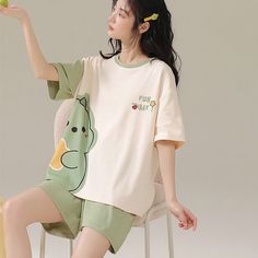 Product ID: JW5209 
 Material: Cotton 
 Color: Green & Apricot 
 Size Info: 
 M: for Height Range (61-62.99 inch / 155-160 cm) , Weight Range (40-50 kg) 
 L: for Height Range (62.99-64.96 inch / 160-165 cm) , Weight Range (50-60 kg) 
 XL: for Height Range (64.96-66.92 inch / 165-170 cm) , Weight Range (60-70 kg) 
 2XL: for Height Range (66.92-68.89 inch / 170-175 cm) , Weight Range (70-80 kg) www.ccovv.com Cotton Pajamas, Cartoon Dinosaur, Cotton Pajama Sets, Pajamas Set, Cotton Pyjamas, Pyjama Set, Dinosaur Print, Summer Cotton, Summer Colors