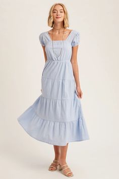 Bella Tiered Midi Dress – Penelope The Label Soft Summer Dress, Jeans Winter, Apricot Lane Boutique, Tiered Dresses, Casual Frocks, Apricot Lane, Wedding Guest Outfit Summer, Tiered Midi Dress, Home Dress