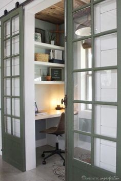 an open door leading into a home office