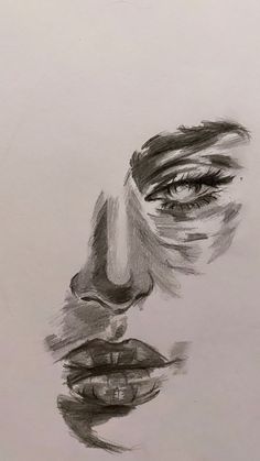 a pencil drawing of a woman's face