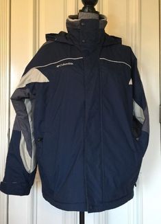 Colombia men's jacket size medium Preowned excellent condition smoke-free Colombia sports company Lots of pockets Waterproof Size medium Blue Sporty Outerwear With Fleece Lining, Blue Sporty Hooded Jacket For Cold Weather, Sporty Blue Hooded Jacket For Cold Weather, Blue Functional Winter Track Jacket, Blue Functional Track Jacket For Winter, Blue Sport Coat With Pockets For Outdoor Activities, Blue Hooded Sports Outerwear, Blue Hooded Outerwear For Sports, Hooded Blue Outerwear For Winter Sports