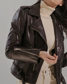 Trendy and chic luxe leather jacket cut from the highest grade imported lambskin with extra thickness, softness and subtle gloss is used to for the volume and luxury. A wardrobe essential with luxe detail and style! True to size. Please allow 5 -10 days to ship this item as these are made to order. * MINUSEY S = EU34, US2, Zara XS* MINUSEY M = EU36, US4, Zara S* 100% Italian Solofra lamb* Dry clean* Made in Korea - Model Height: 170cm/5'7" (US2, EU34)- Free shipping worldwide Fall Soft Leather Long Sleeve Jacket, Soft Leather Long Sleeve Jacket For Fall, Chic Leather Jacket With Long Sleeves, Fall Long Sleeve Soft Leather Jacket, Chic Long Sleeve Leather Jacket, Sleek Leather Jacket For Winter, Soft Leather Jacket For Workwear In Winter, Winter Workwear Leather Jacket In Soft Leather, Winter Workwear Leather Jacket With Soft Leather