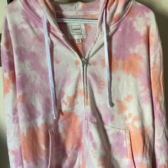 Tie Dye Zip Up Hoodie. 60% Cotton, 40% Polyester Light Grey Hoodie, Tie Dye Sweatshirt, Soft Hoodie, Tie Dye Hoodie, Pink Sweatshirt, Zip Up Hoodie, White Sweatshirt, Full Zip Hoodie, Colorful Hoodies