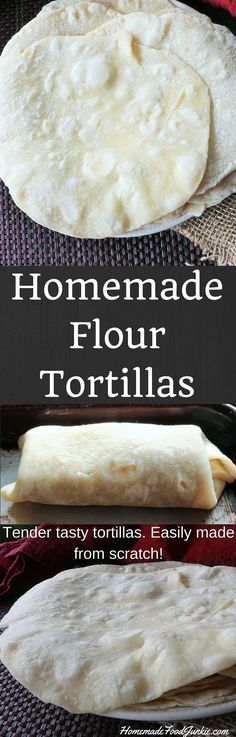 homemade flour tortillas on a baking sheet with text overlay that reads homemade flour tortillas