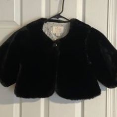 Kate Spade Black Coat Nwot Sz 10y Adults Sz Xs Kate Spade Long Sleeve Outerwear For Fall, Chic Kate Spade Winter Outerwear, Kate Spade Fitted Fall Outerwear, Chic Winter Outerwear By Kate Spade, Cropped Faux Fur Coat, Black Faux Fur Coat, Toddler Jacket, Black Puffer Vest, Hooded Rain Jacket