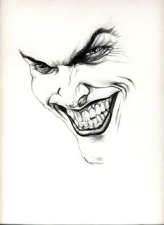 a drawing of the joker with green eyes