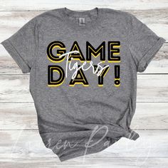 Screen printed graphic on unisex fit tee.  *pictured on ASH GREY Game Day Tshirt Designs, Game Day Graphic Tee With Slogan, Graphic Tee With Slogan For Game Day, Game Day Slogan Graphic Tee, Gray Letter Print T-shirt For Game Day, Gray Graphic Print T-shirt For Game Day, Gray Text Print T-shirt For College, Coaches Wife, Cheer Shirt