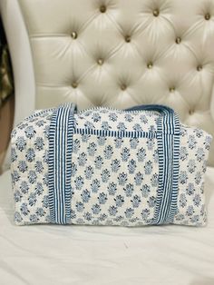 "Cotton Quilted  block print weekend bags  100% cotton fabric SIZE:  medium : 16\" x 8\" x 8 \" large : 18\" x 9\" x 9 Big Size :20\" x 10\" x 10\"  the bags feature two pockets each on the outside   :Color : Assorted & We Have More Color  : Quilted Padding   great for weekend getaways, beach trips and as carry on bags while travelling Ask me for custom orders, personalized pouches or wholesale  CARE: Machine wash separately in cold water" Rectangular Cotton Weekender Bag For Travel, Rectangular Cotton Duffle Bag For Travel, White Rectangular Travel Bag For Overnight Trips, Rectangular Cotton Weekender Bag For Overnight Trips, Rectangular Cotton Weekender Bag For Daily Use, White Cotton Duffle Bag For Travel, White Cotton Tote Weekender Bag, White Cotton Weekender Bag For Daily Use, Rectangular Cotton Travel Bag