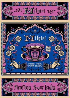 two different types of tea labels with the words night and time from india on them