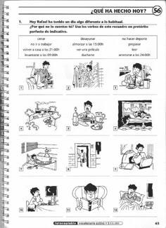 spanish worksheet with instructions on how to use