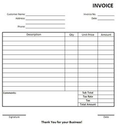 an invoice form is shown with the words thank you for your business