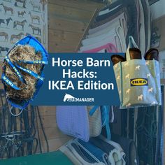 horse barn hacks ikea edition with horses and hay in storage bins on the wall