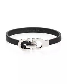 Salvatore Ferragamo - Double Gancini Leather Bracelet Luxury Gold Leather Bracelet For Men, Luxury Adjustable Masculine Bracelets, Givenchy Bracelet Men, Mens Learher Bracelet, Ferragamo Belt Men, Bracelet Online, Mens Leather Bracelet, Salvatore Ferragamo, Bracelets For Men