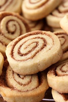 cinnamon roll cookies piled on top of each other