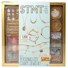 Calling all trendsetters! It’s time to elevate your accessory collection with the STMT D.I.Y. Personalized Charm Jewelry Kit! With 1000 pieces, including premium metal charms, various beads, friendship thread, and high-quality gold chains, this all-in-one kit is your one-stop-shop for creating customized jewelry. From trendy paperclip chain pieces and personalized word wear to classic and beaded friendship bracelets, this kit makes it easy to design professional-grade pieces! Never made jewelry Beaded Friendship Bracelets, Tassel Crafts, Jewelry Kit, Alphabet Jewelry, Hand Stamped Metal, Sleek Storage, Metal Stamped Jewelry, Friendship Bracelets With Beads, Metal Charms