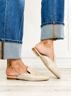 Elevate your style with the Corkys WEAVE IT TO BEAVER Slip-On Mules! Featuring a unique weaved design and easy slip-on fit, these mules are both chic and comfortable. Take your look to the next level with these stylish and versatile shoes. If you are in between sizes we recommend sizing up in these. Versatile Shoes, Slip On Mules, Elevate Your Style, Mule, Next Level, The Next, Weaving, Slip On, Gold