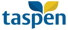 the taspen logo is shown in blue, yellow and green colors on a white background