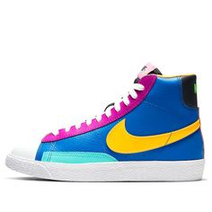 Kids Nike Blazer Mid'Aurora Purple Orange' GS Battle Blue/Aurora/Vivid Purple/Laser Orange Sneakers/Shoes Nike Multicolor Skate Shoes For Streetwear, Nike Multicolor Sneakers For Skateboarding, Multicolor Nike Sneakers For Skateboarding, Blue Retro High-top Sneakers For Sports, Retro Blue High-top Sneakers For Sports, Retro Multicolor Skate Shoes For Streetwear, Multicolor Sporty Skate Shoes, Multicolor Sporty Skate Shoes For Skateboarding, Multicolor Retro Skate Shoes