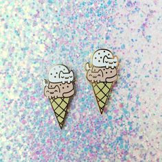 Double Dip Cat Cream Cone • Hard Enamel Lapel Pin … Pink Samurai, Cat Ice Cream, Jacket Pins, Ice Cream Cones, Pin Game, Pretty Pins, Enamel Lapel Pin, Kawaii Drawings