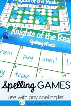 the knights of the real world spelling game is shown with dices and numbers on it