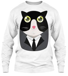 A Cat Born With Tuxedo Suit White T-Shirt Front