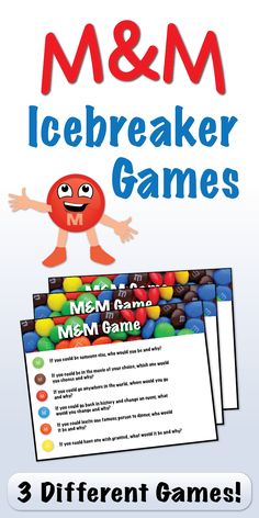 an advertisement for the m & m icebreakerer games