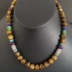 Sterling Silver Tiger’s Eye Multi Stone Bead Necklace. 18 Inch Best Offers Accepted! Stone Bead Necklace, Tiger Eyes, Coral Beads Necklace, Mixed Media Jewelry, Tigers Eye Necklace, Stone Beaded Necklace, Tigers Eye, Tiger's Eye, Lariat Necklace