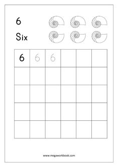 the number six worksheet for children to learn numbers and counting them in this printable