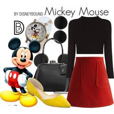 there is a mickey mouse outfit and shoes on this page, but it's not in color