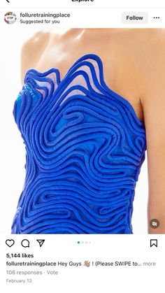 Soutache Pattern, Tarik Ediz, Taffeta Fabric, Dress With Pleats, Diy Vetement, Taffeta Dress, Creation Couture, Strapless Gown, Royal Blue Color