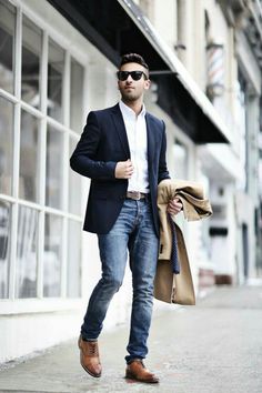 Blazer With Jeans Men, Business Attire For Men, Coat Jeans, Herren Style, Mens Fashion Blazer, Mens Fashion Business, Mens Fashion Smart, Jeans Outfit Casual, Mens Fashion Photography