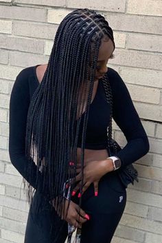 Jet Black Box Braids, Small Box Braids Long Black Women, Small Box Braids Hairstyles, Braids Styling, Braids Long, Small Box Braids, Single Braid, Braided Styles