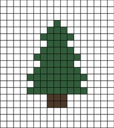 A pixel art template of a plain Norway Spruce tree (Christmas tree). Pixel Crochet Christmas, Pixel Art Christmas Tree, Pixel Christmas Tree, Pixel Leaves, Christmas Tree Alpha Pattern, Crochet Pixel Pattern Christmas, 15x15 Pixel Art, Christmas Tree Pixel Art, Alpha Christmas Patterns