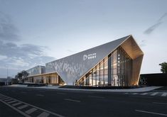 Car Museum Architecture, Showroom Facade Design, Theatre Facade, Landscape Banner Design, Car Showroom Architecture, Mall Facade, Warehouse Design