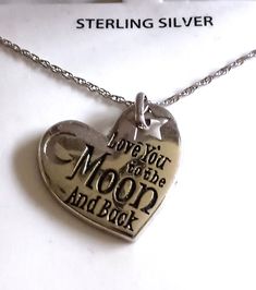 Sterling Silver .925 Love You To The Moon & Back Heart Pendant Necklace New Box Silver Heart Necklace With Gift Box, Antique Jewelry Necklace, Jewelry Sterling Silver, To The Moon And Back, Necklace Box, Sterling Silver Heart, To The Moon, Heart Pendant Necklace, Silver Heart