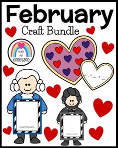 a valentine's day craft bundle with hearts and two people holding up a sign