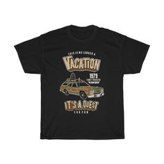 "Design is inspired from the vintage 1983 movie, \"National Lampoon's Vacation\". Design elements include, \"This Is No Longer A Vacation, It's A Quest For Fun\" and an illustration of the \"Wagon Queen Family Truckster\", which was actually a modified 1979 Ford LTD Country Squire. This heavy cotton tee has the classic cotton look and feel. Casual elegance will make it an instant favorite in everyone's wardrobe. .: Classic fit .: 100% Cotton .: Light fabric (5.3 oz/yd² (180 g/m .: Tear away labe National Lampoons Vacation, Country Squire, Family Summer Vacation, Ford Ltd, National Lampoons, Casual Elegance, Heavy Cotton, Design Elements, Light Fabric