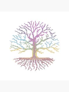 a cross stitch pattern with a tree on it