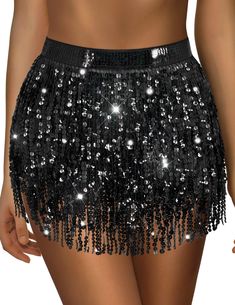 PRICES MAY VARY. HIGH-QUALITY MATERIAL: Our sparkly skirt is made of excellent 100% Polyester with beautiful fringes and sequins, which is lightweight, skin-friendly and durable. Besides, the tulle lining under the sequins is comfortable and breathable, so you will feel great when you wear this sequin skirt. GORGEOUS SEQUINED FRINGE: The belly dance skirt with four-layered sequins and fringes is shinier and more gorgeous, which makes you more acctractive. What's more, the tinsel skirt perfectly Sequin Tassel Skirt, Tinsel Skirt, Fringe Skirt Outfit, Cowgirl Skirt, Silver Sequin Skirt, Glitter Skirt, Skirt Sequin, Belly Dance Skirt, Sparkly Skirt