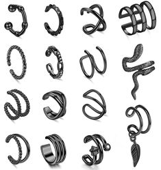 PRICES MAY VARY. SET OF 15 PCS EAR CUFFS💕You Will Get 15 Pcs Cuff Earrings in Various Styles, Dainty No Piercing Cartilage Clip On Wrap Earring Set. Hollow Cuff Earrings, Personalized Cross X, Trendy 3 Row Wrap, Classic U Shape Dome, CZ Cartilage Earrings, Snake Cuff, etc. You Can Wear Them Individually, Side By Side Or Any Way You Like, Add a Unique Charm to Your Ears. QUALITY MATERIAL💕These Ear Cuff Cartilage Earrings are Made of Soft Brass, Hypoallergenic, Light-weight and Durable; Excellen Ear Cuff Women, Piercings Ear, Piercings Cartilage, Piercing Cartilage, Ear Piercings Cartilage, Gold Ear Cuff, Piercing Ideas, Cuff Jewelry, Silver Ear Cuff