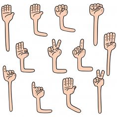 cartoon hand gestures with fingers up and down